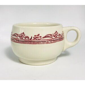 Vintage True Ivory Wellington Pattern Cup Mayer Restaurant Ware Mug Red White